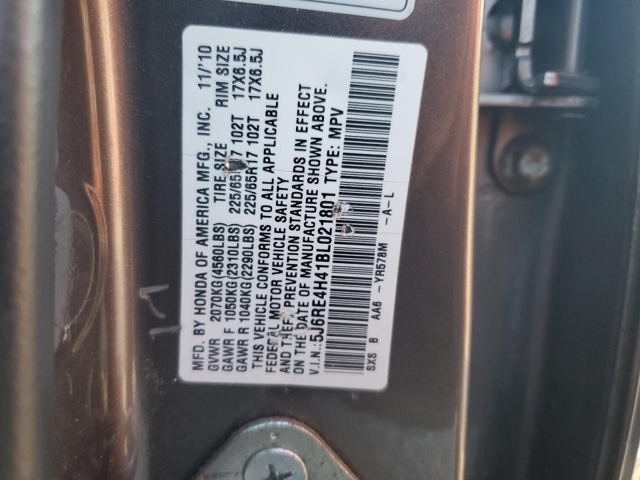 2011 Honda Cr-V Se VIN: 5J6RE4H41BL021801 Lot: 64019825