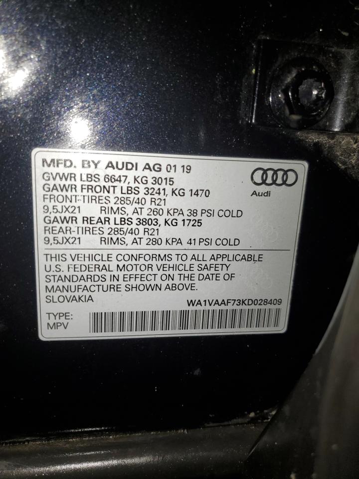 2019 Audi Q7 Prestige VIN: WA1VAAF73KD028409 Lot: 64106505