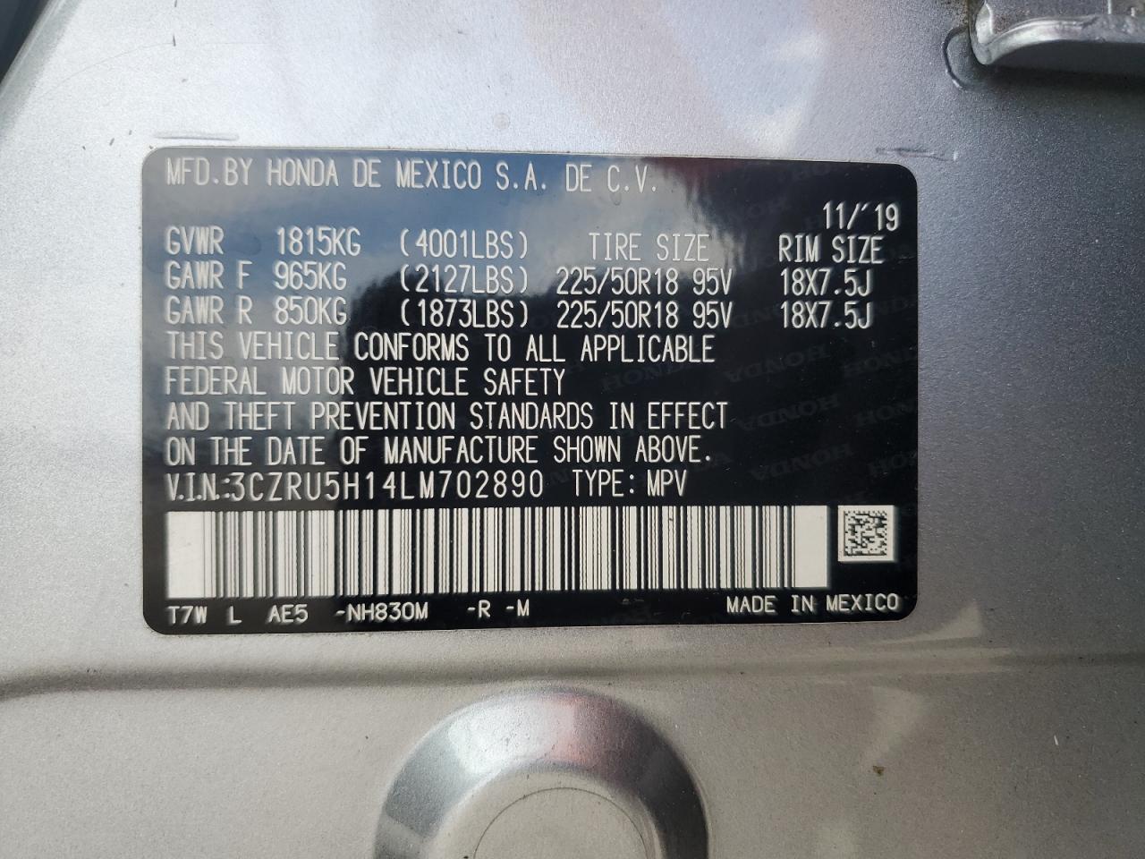 2020 Honda Hr-V Sport VIN: 3CZRU5H14LM702890 Lot: 64722845