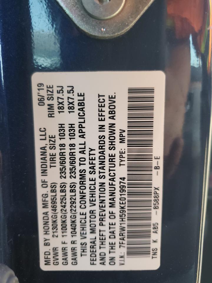 2019 Honda Cr-V Ex VIN: 7FARW1H59KE019974 Lot: 66014325