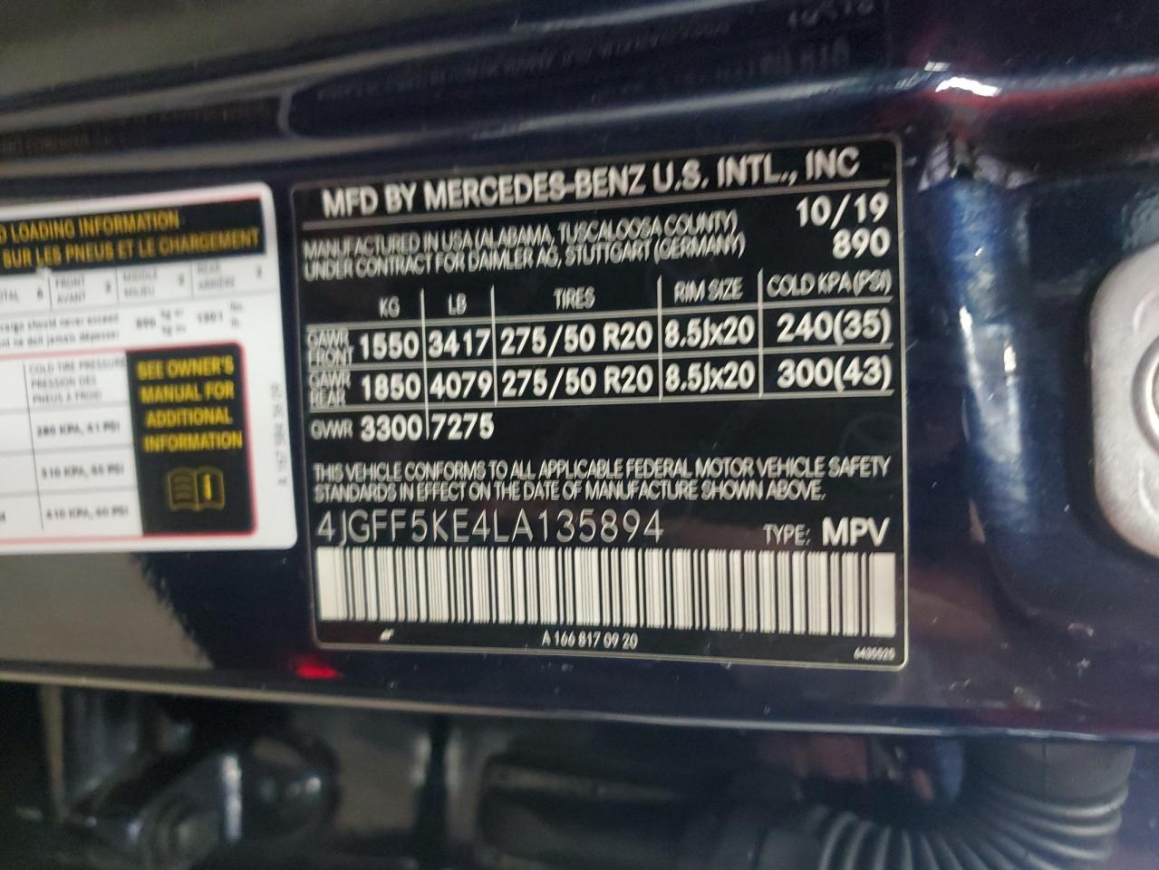 2020 Mercedes-Benz Gls 450 4Matic VIN: 4JGFF5KE4LA135894 Lot: 64440365