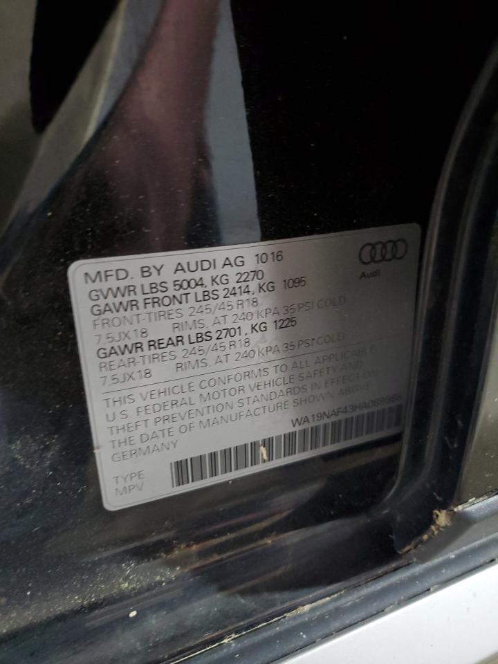 2017 Audi A4 Allroad Prestige VIN: WA19NAF43HA089958 Lot: 62512585