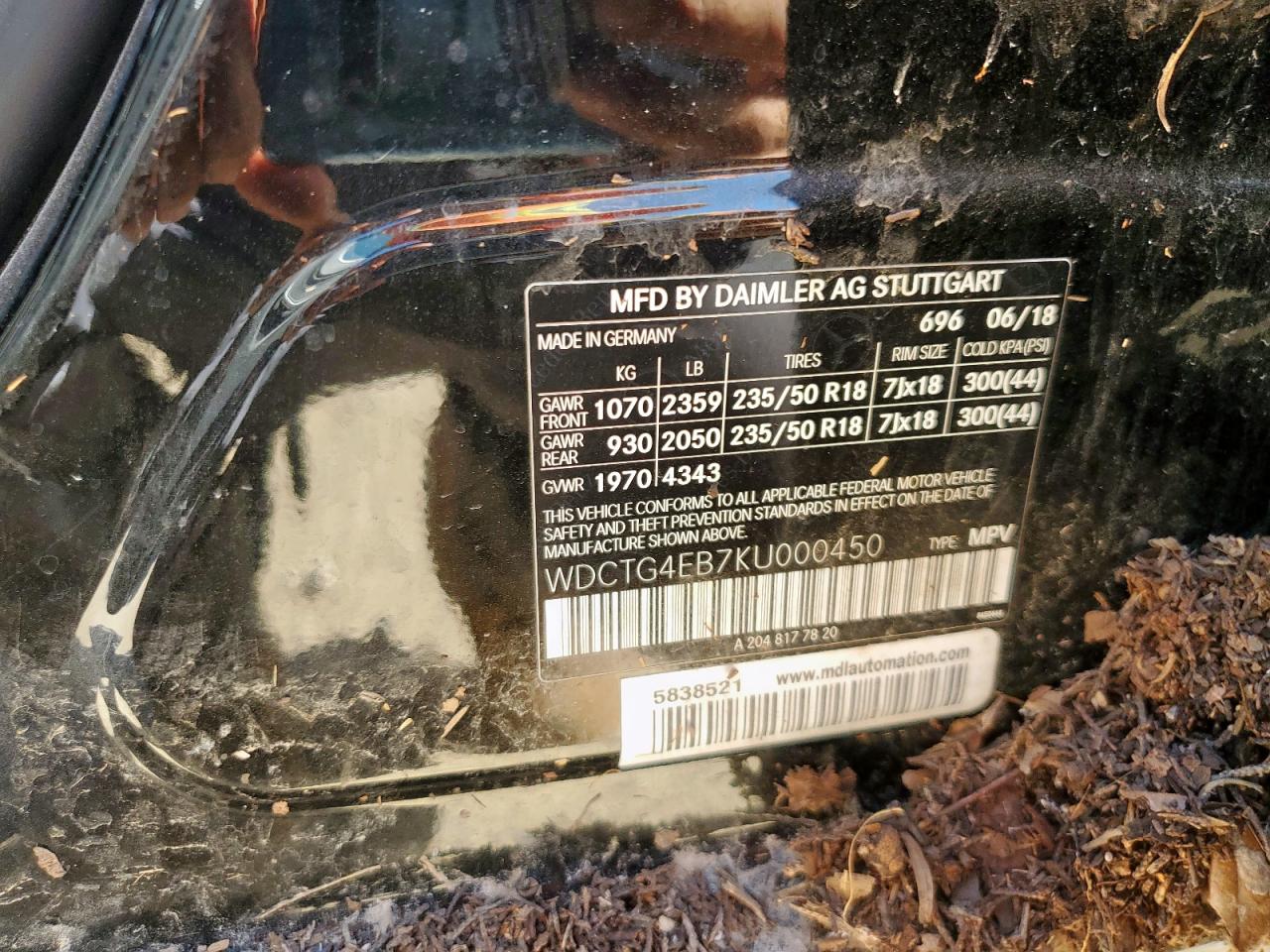 wdctg4eb7ku000450 WDCTG4EB7KU000450 2019 Mercedes-Benz Gla 250