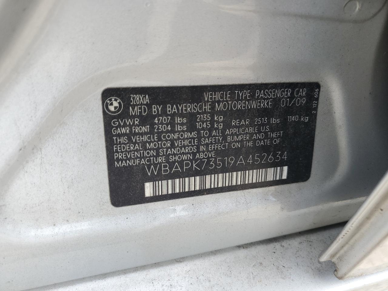wbapk73519a452634 WBAPK73519A452634 2009 BMW 328 Xi