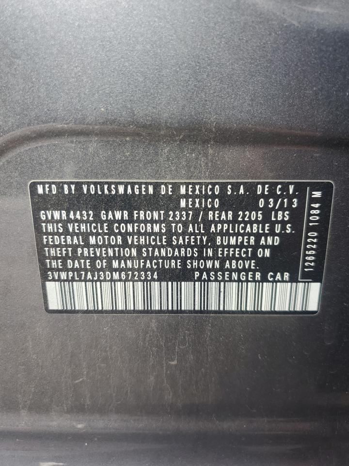 2013 Volkswagen Jetta Tdi VIN: 3VWPL7AJ3DM672334 Lot: 65382525