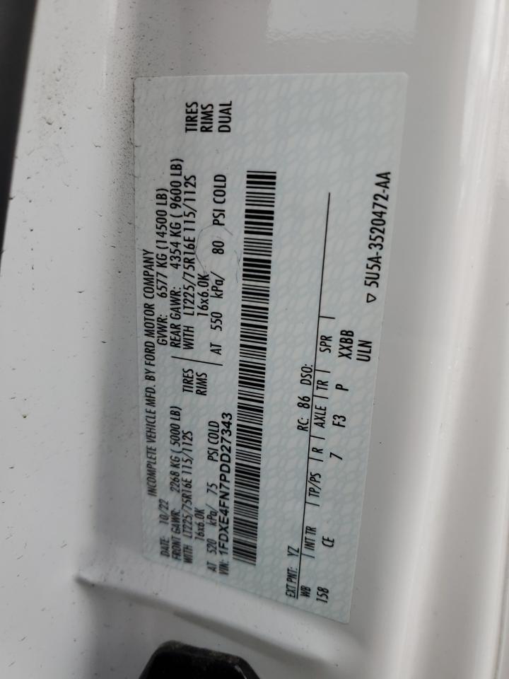 2023 Ford Econoline E450 Super Duty Cutaway Van VIN: 1FDXE4FN7PDD27343 Lot: 63649835
