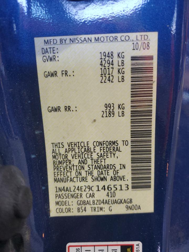 2009 Nissan Altima 2.5S VIN: 1N4AL24E29C146513 Lot: 63476445