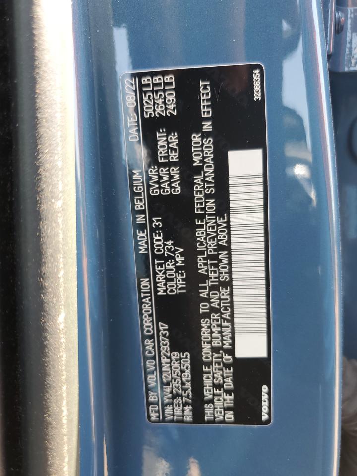 2023 Volvo Xc40 Plus VIN: YV4L12UN1P2937317 Lot: 65609745
