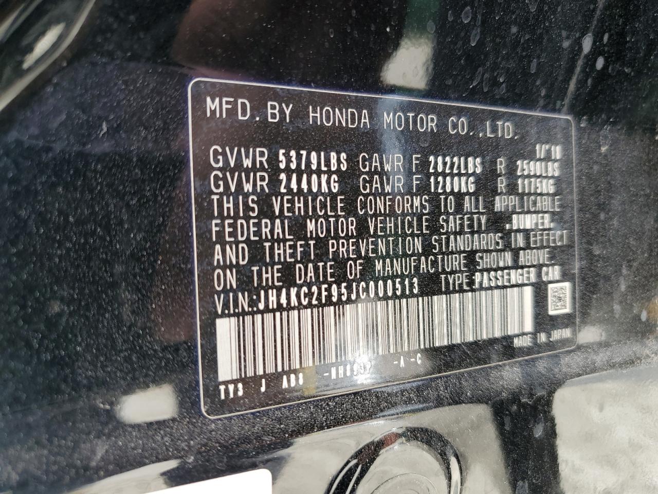 2018 Acura Rlx Sport Hybrid Advance VIN: JH4KC2F95JC000513 Lot: 65560885