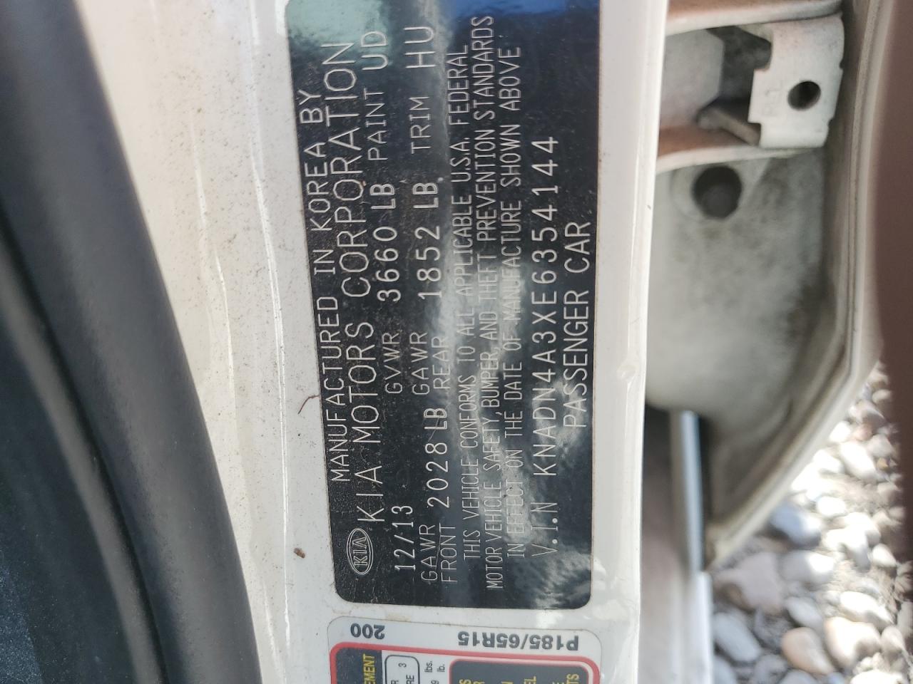 2014 Kia Rio Ex VIN: KNADN4A3XE6354144 Lot: 64261685