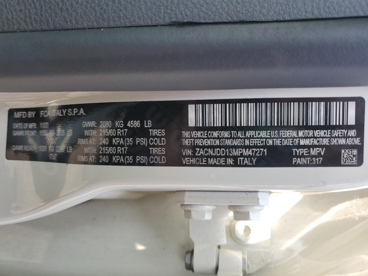 2021 Jeep Renegade Limited VIN: ZACNJDD13MPM47271 Lot: 64034735