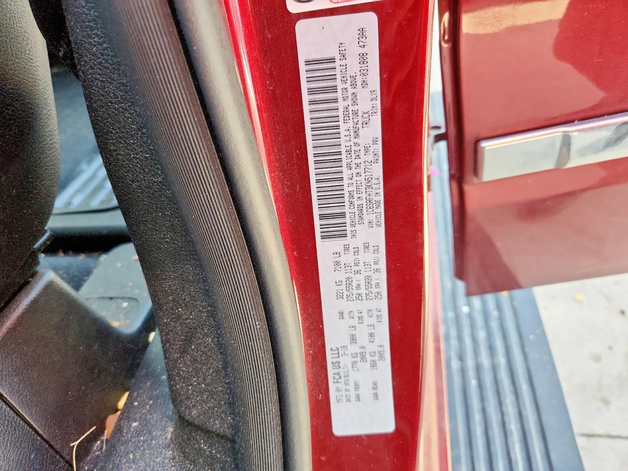 2019 Ram 1500 Limited VIN: 1C6SRFHT3KN517712 Lot: 65244875