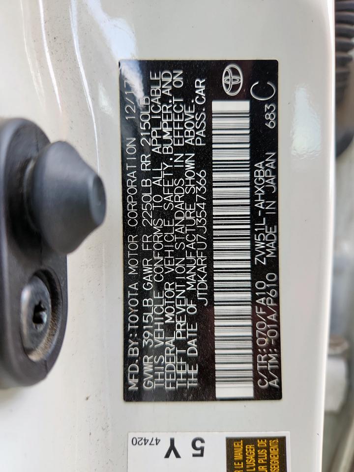 2018 Toyota Prius VIN: JTDKARFU7J3547366 Lot: 64615035