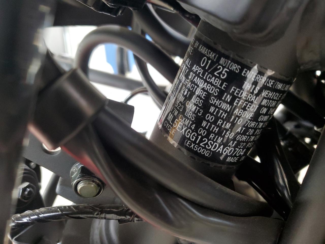 2025 Kawasaki Ex500 VIN: ML5EXGG12SDA60704 Lot: 67004925