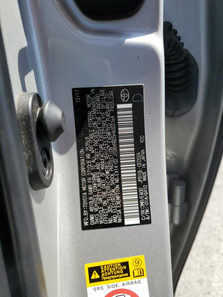 2017 Toyota Mirai VIN: JTDBVRBD5HA003769 Lot: 63224045