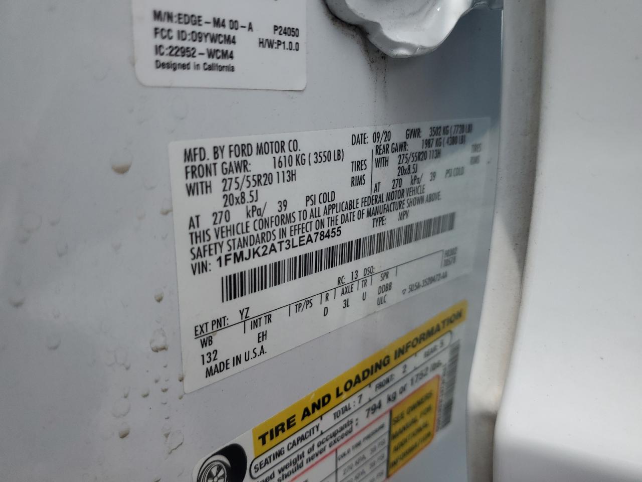 2020 Ford Expedition Max Limited VIN: 1FMJK2AT3LEA78455 Lot: 64842485
