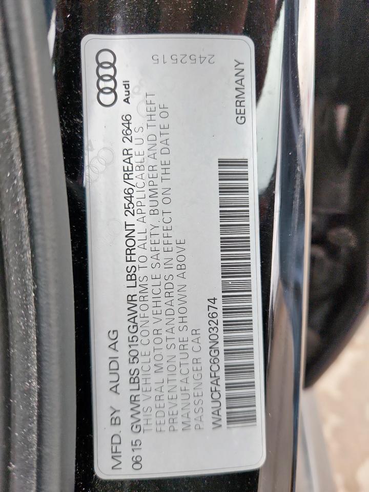 2016 Audi A6 Premium VIN: WAUCFAFC6GN032674 Lot: 63389965
