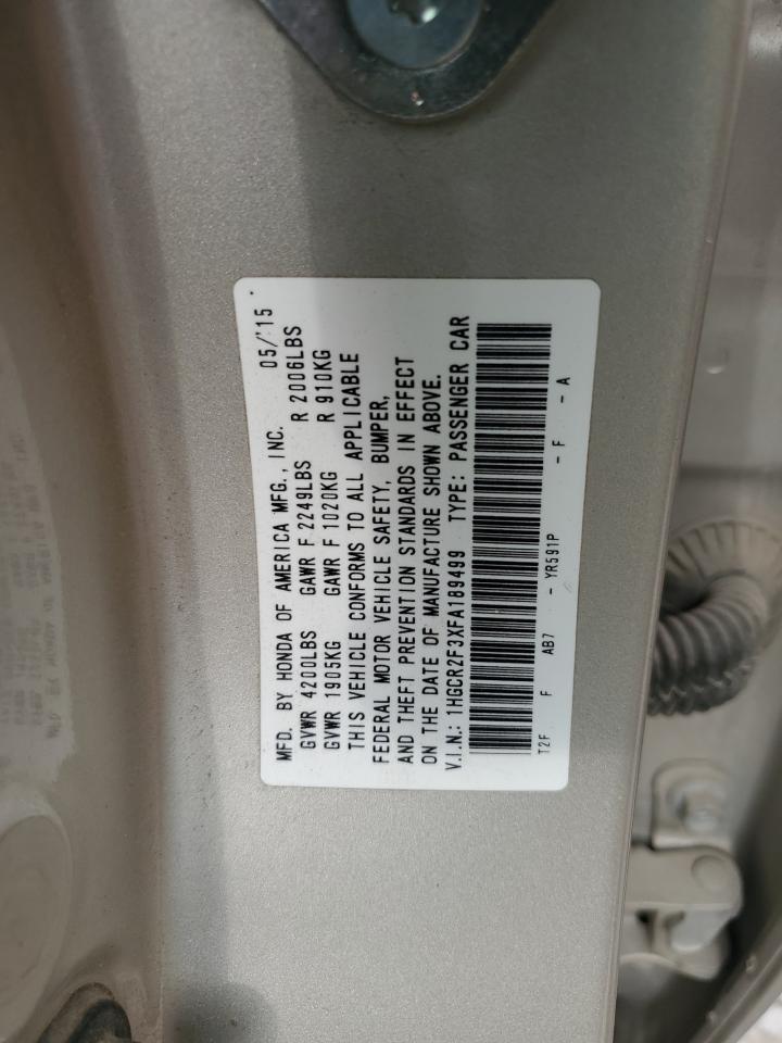 2015 Honda Accord Lx VIN: 1HGCR2F3XFA189499 Lot: 64472155