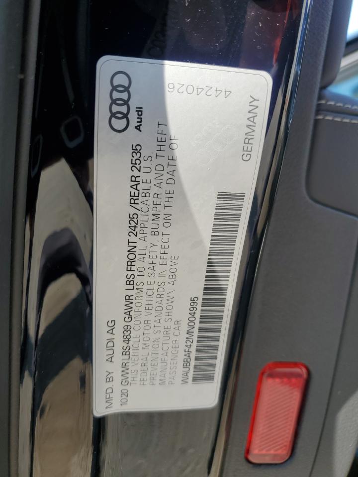 2021 Audi A4 Premium Plus 40 VIN: WAUBBAF42MN004995 Lot: 66774925