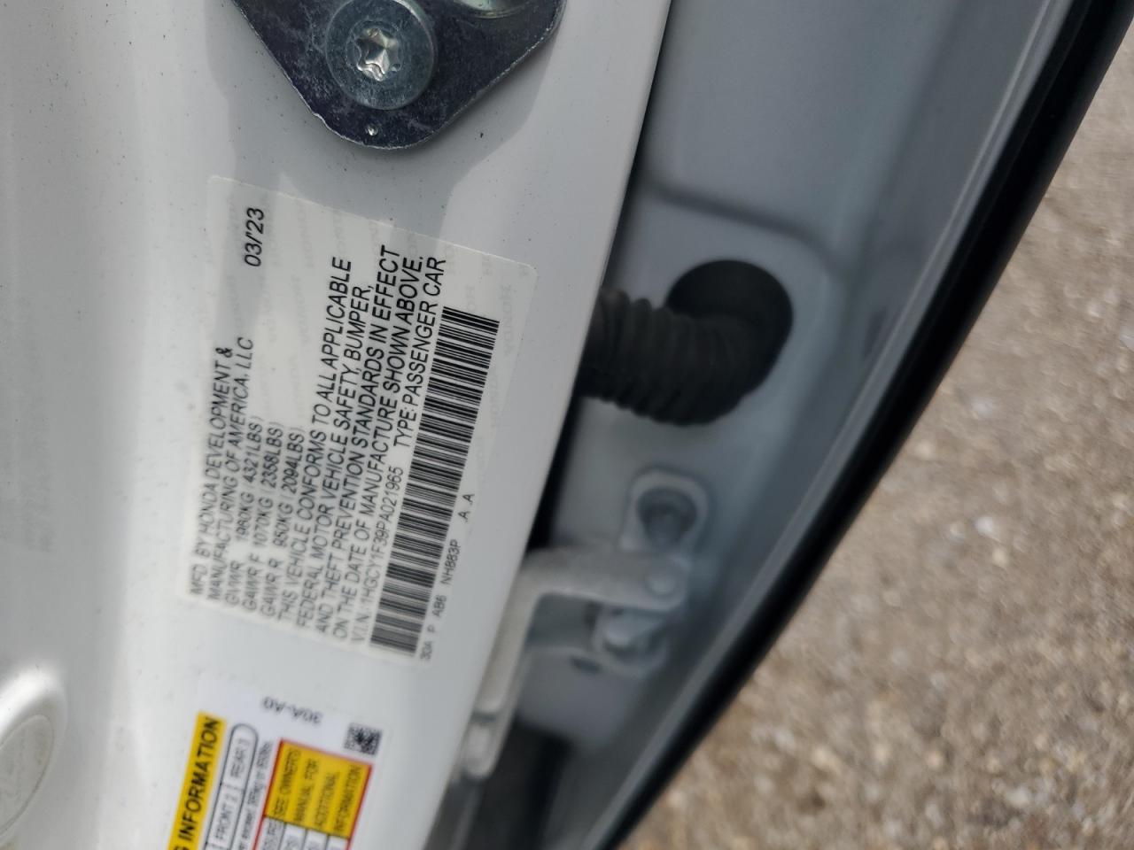 2023 Honda Accord Ex VIN: 1HGCY1F39PA021965 Lot: 65296825