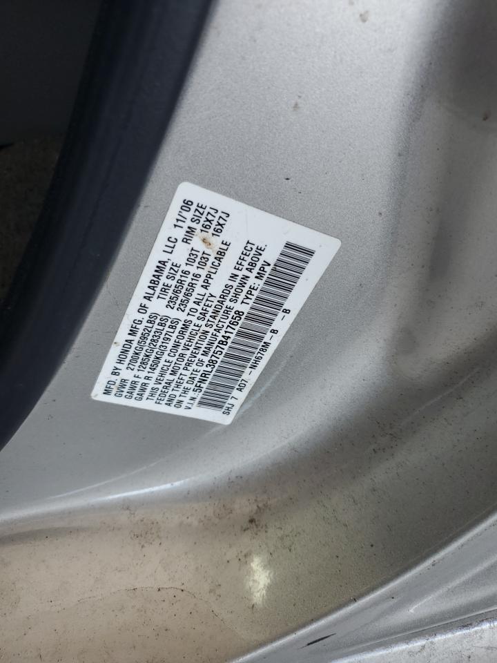 2007 Honda Odyssey Exl VIN: 5FNRL38757B417658 Lot: 64378755
