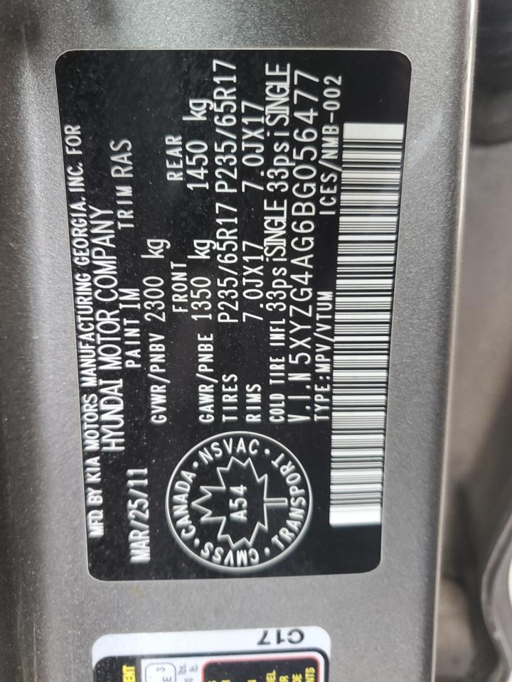 2011 Hyundai Santa Fe Gls VIN: 5XYZG4AG6BG056477 Lot: 65437085