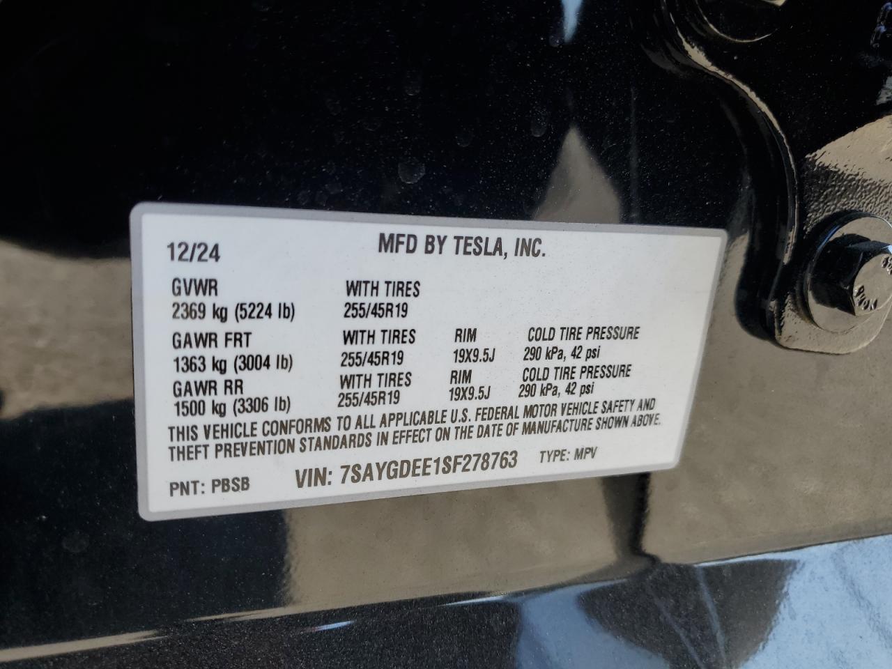 2025 Tesla Model Y VIN: 7SAYGDEE1SF278763 Lot: 63344295