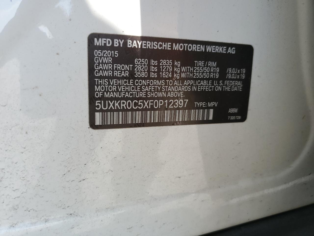 2015 BMW X5 xDrive35I VIN: 5UXKR0C5XF0P12397 Lot: 63677405