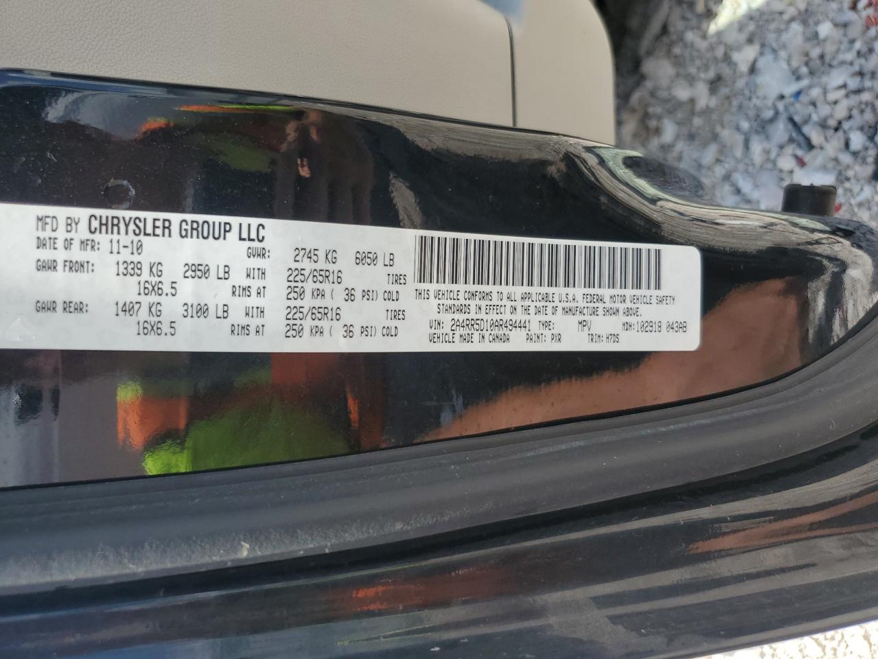 2010 Chrysler Town & Country Touring VIN: 2A4RR5D10AR494441 Lot: 64512235