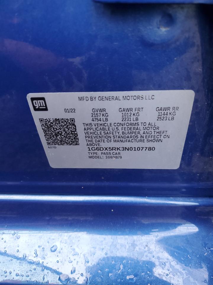 2022 Cadillac Ct5 Luxury VIN: 1G6DX5RK3N0107780 Lot: 63665915