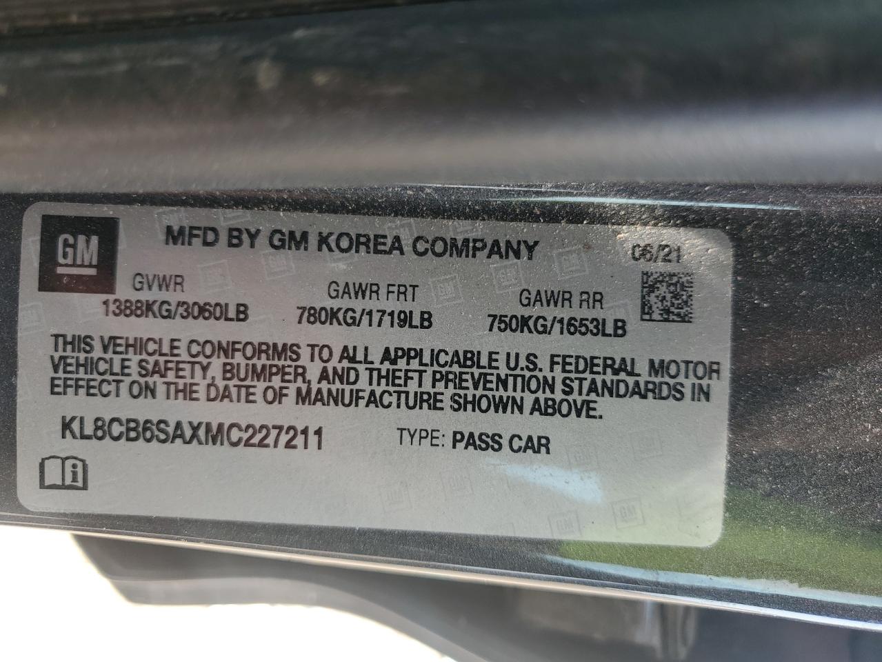 KL8CB6SAXMC227211 2021 Chevrolet Spark Ls