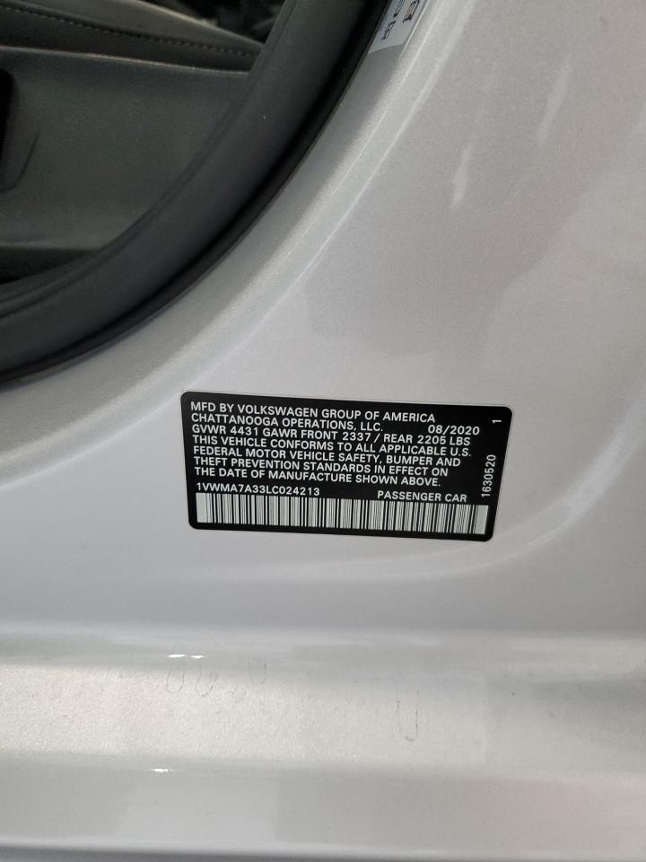 2020 Volkswagen Passat R-Line VIN: 1VWMA7A33LC024213 Lot: 65153195