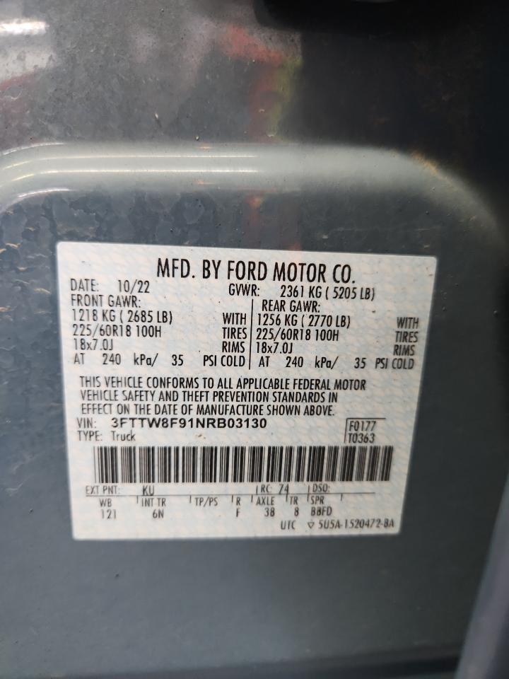 2022 Ford Maverick Xl VIN: 3FTTW8F91NRB03130 Lot: 65240875