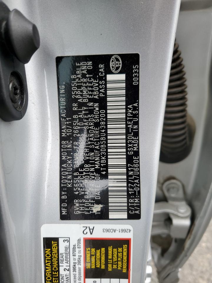 2011 Toyota Avalon Base VIN: 4T1BK3DB5BU438200 Lot: 65052365