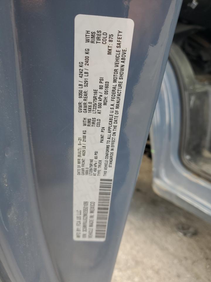 2021 Ram Promaster 3500 3500 High VIN: 3C6MRVJG2ME550109 Lot: 63310875