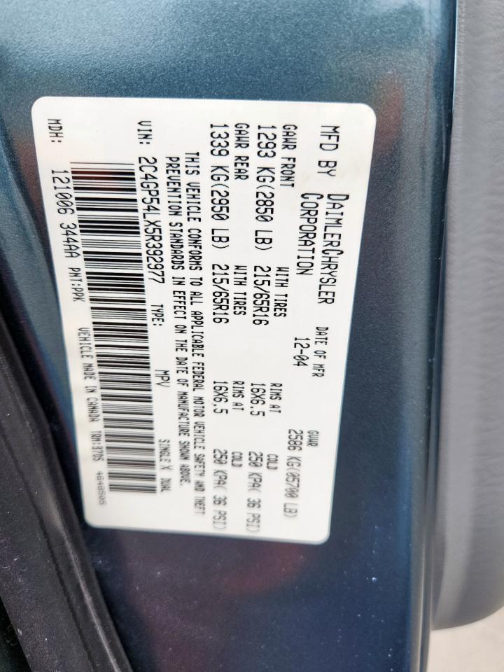 2005 Chrysler Town & Country Touring VIN: 2C4GP54LX5R392977 Lot: 63680965