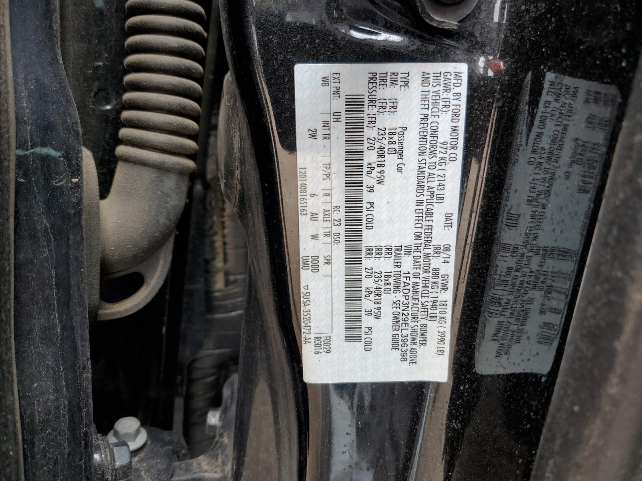 2014 Ford Focus Titanium VIN: 1FADP3N29EL396398 Lot: 65085785