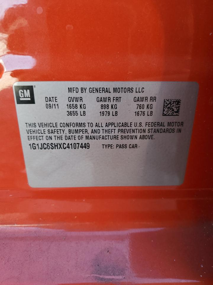 2012 Chevrolet Sonic Lt VIN: 1G1JC6SHXC4107449 Lot: 64851075