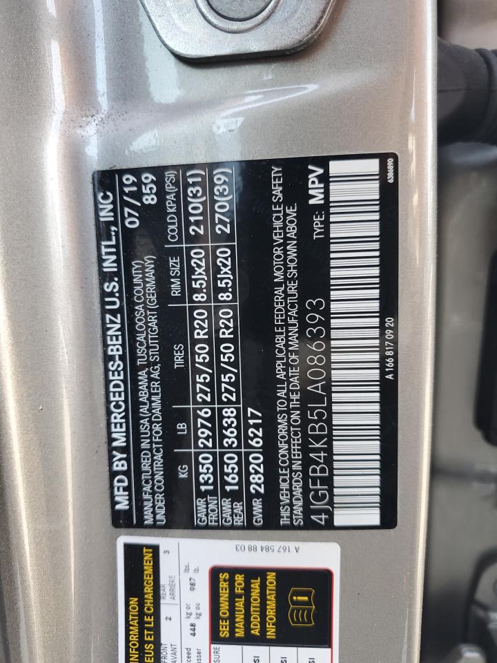 2020 Mercedes-Benz Gle 350 4Matic VIN: 4JGFB4KB5LA086393 Lot: 63348065