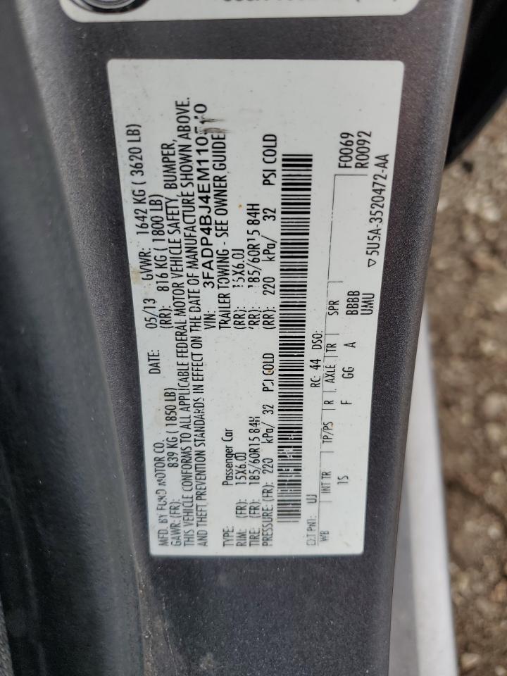 2014 Ford Fiesta Se VIN: 3FADP4BJ4EM110540 Lot: 63219105