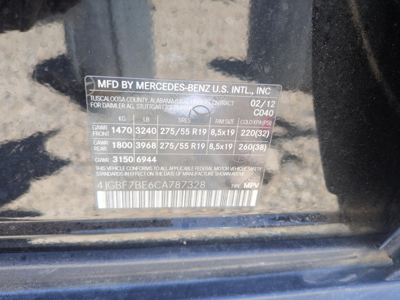 2012 Mercedes-Benz Gl 450 4Matic VIN: 4JGBF7BE6CA787328 Lot: 63382495