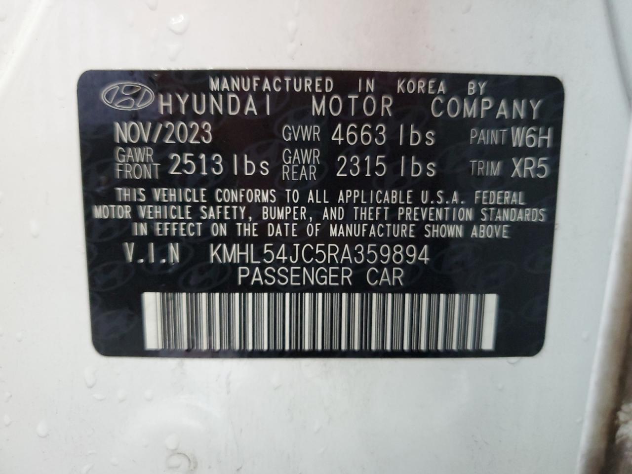 2024 Hyundai Sonata N Line VIN: KMHL54JC5RA359894 Lot: 64281485