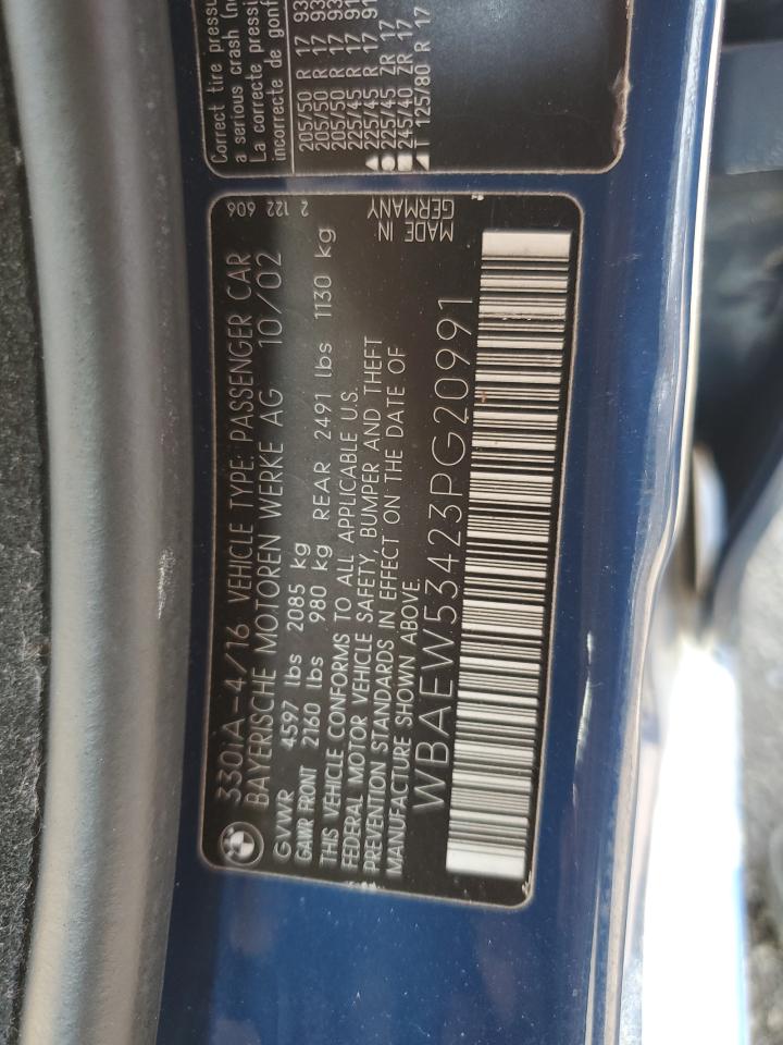 2003 BMW 330 Xi VIN: WBAEW53423PG20991 Lot: 62170005