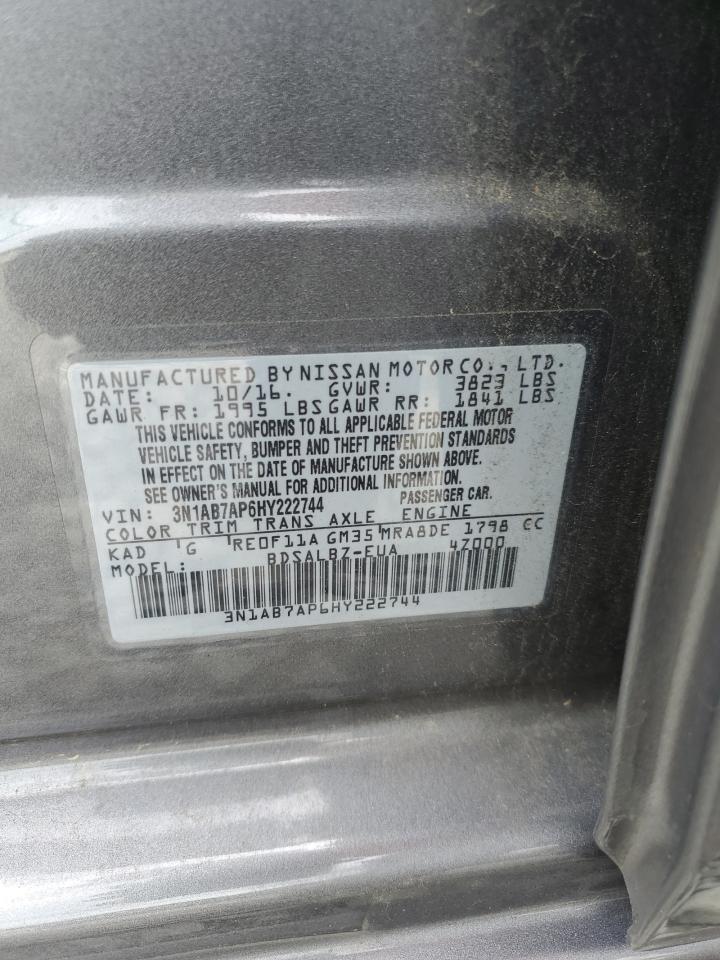 2017 Nissan Sentra S VIN: 3N1AB7AP6HY222744 Lot: 64640975