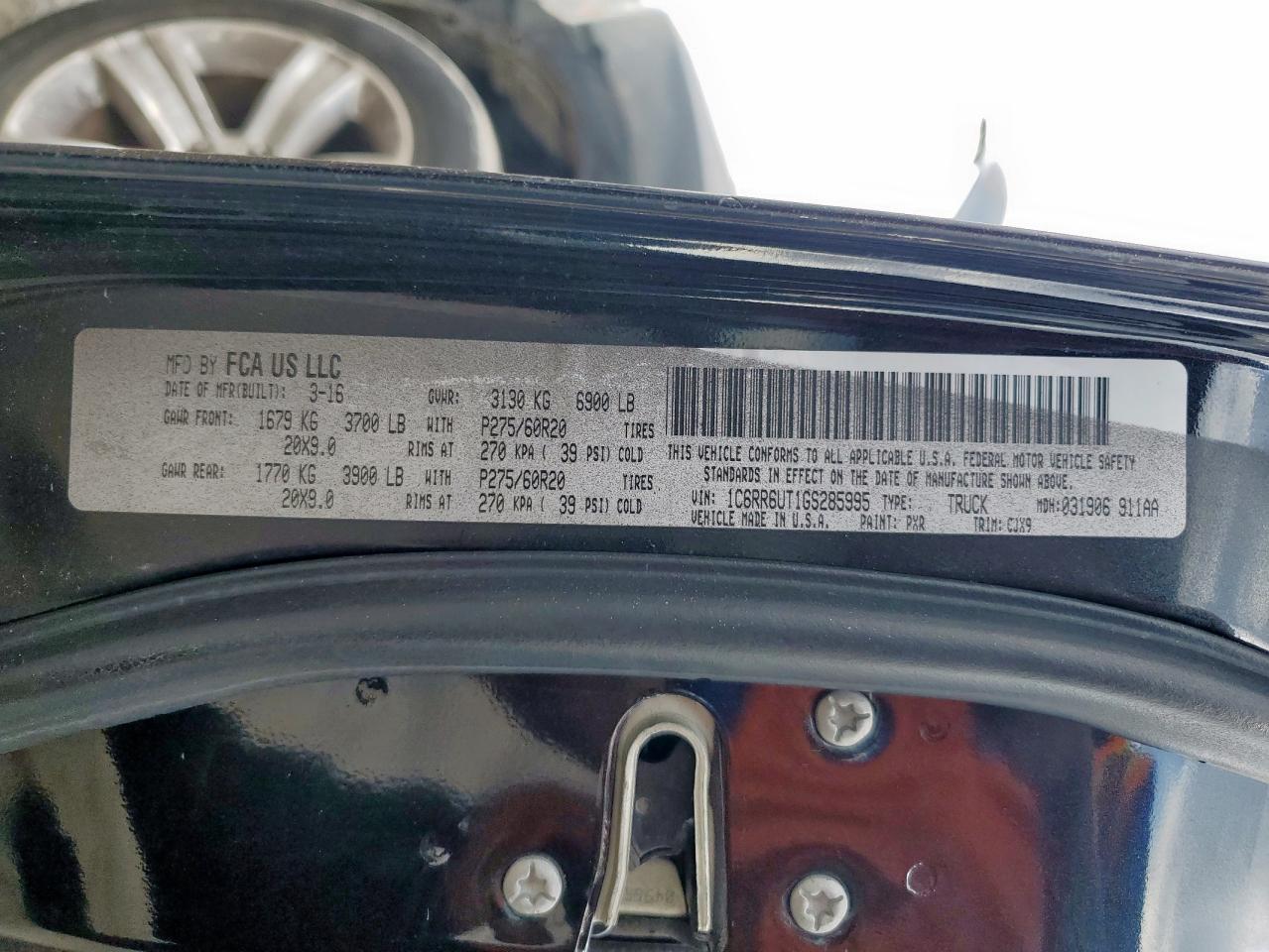 1c6rr6ut1gs285995 1C6RR6UT1GS285995 2016 Ram 1500 Sport