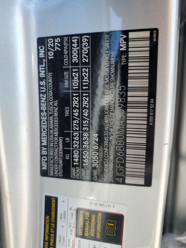 2021 Mercedes-Benz Gle Coupe Amg 53 4Matic VIN: 4JGFD6BB0MA309835 Lot: 62771185