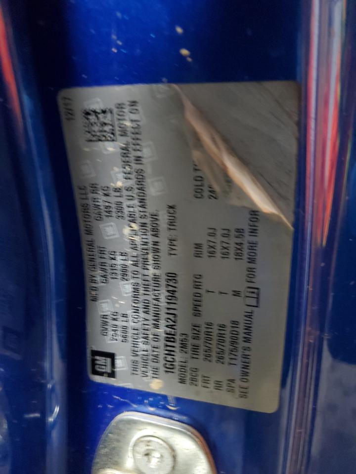 2018 Chevrolet Colorado VIN: 1GCHTBEA2J1194730 Lot: 64361285