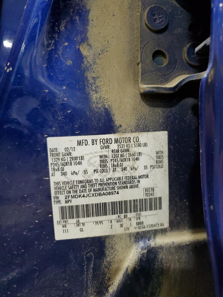 2013 Ford Edge Sel VIN: 2FMDK4JCXDBA08974 Lot: 62860445