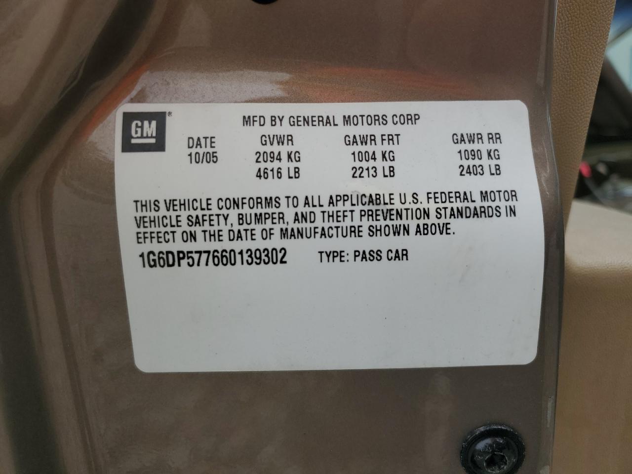 2006 Cadillac Cts Hi Feature V6 VIN: 1G6DP577660139302 Lot: 63265285