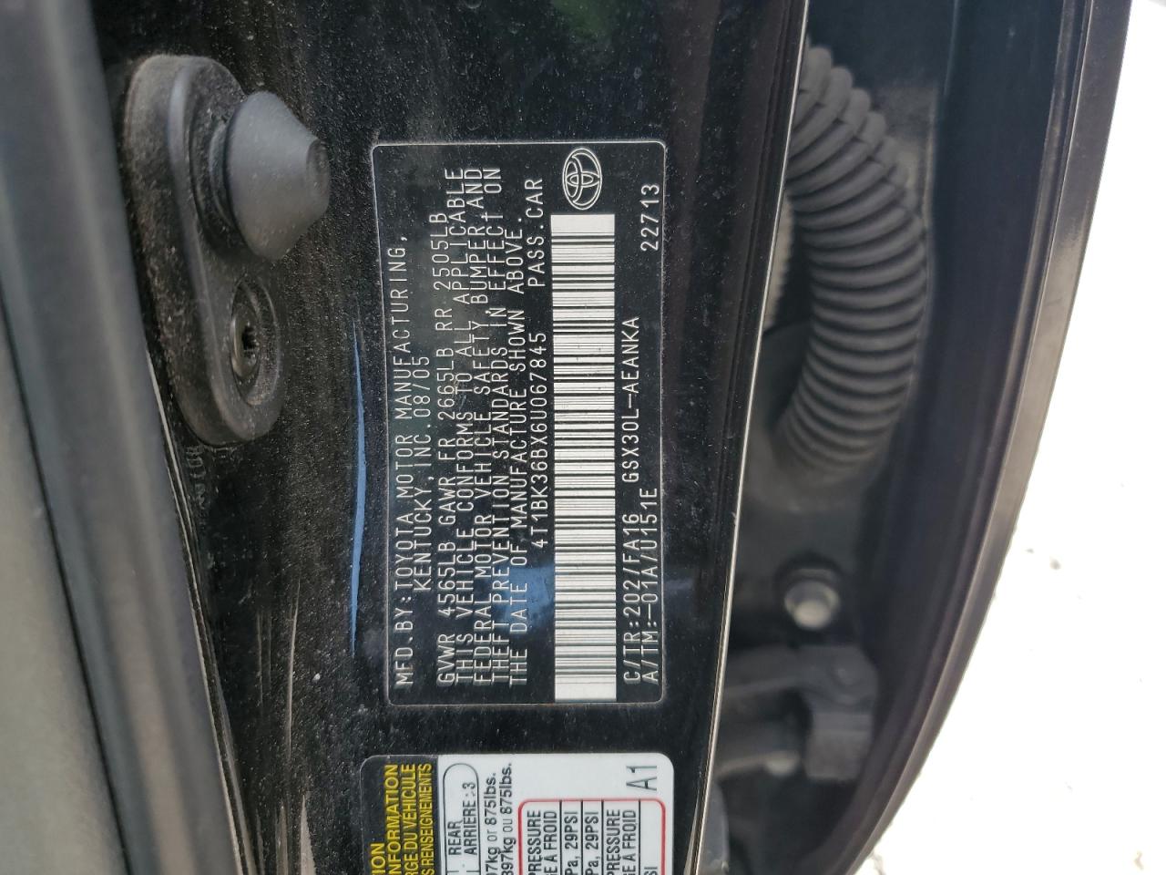 2006 Toyota Avalon Xl VIN: 4T1BK36BX6U067845 Lot: 65807745